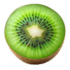 Wall Mural - Halved Kiwi Fruit Showing Bright Green Interior, Isolated on Transparent Background, Ideal for Food and Kiwi Designs