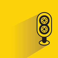 Wall Mural - audio loudspeaker icon with drop shadow on yellow background