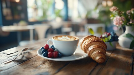 a beautifully arranged coffee and pastry