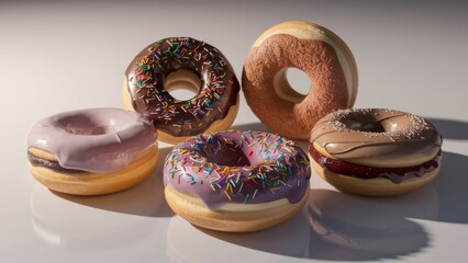 Delicious Donuts Set Against a White Background