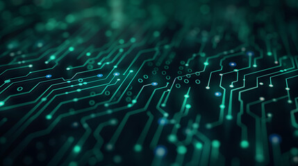 Digital background featuring interconnected circuits and binary code, representing artificial intelligence and encryption, Neutral dark background, Modern and detailed	
