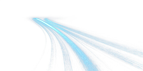 blue glowing abstract light rail: speeding neon light trails in sci-fi style. futuristic glow burst 