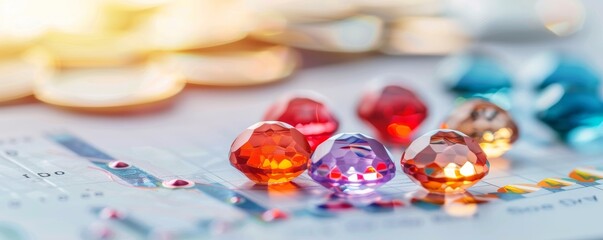 Wall Mural - Colorful Crystal Gems on a Financial Chart