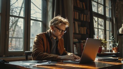 Wall Mural - The man using laptop