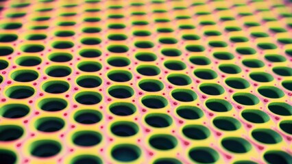 Canvas Print - A close up of a patterned surface with many holes in it, AI