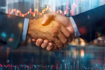 Wall Mural - Businessman handshake for teamwork of business merger and acquisition with generative ai