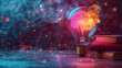 © Tuong - Brain Boost: Colorful Lightbulb with Books and Stationery - Education Concept