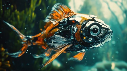 Wall Mural - Mechanical Fish in a  Watery World