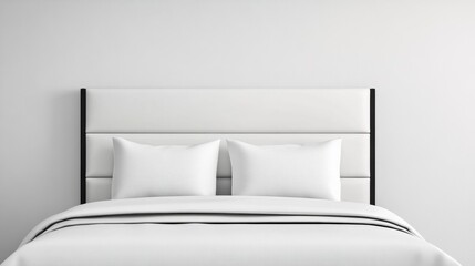 Poster - Closeup of a minimalist headboard made of sleek metal, with a contemporary design, isolated on a white background 