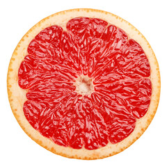 Canvas Print - Grapefruit slice isolated on white background, full depth of field