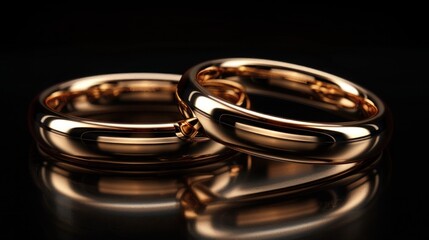 Golden Wedding Rings Cut Out on White Background