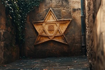 Sticker - Star of David Ancient Alley Judaism Religion Spiritual Symbol - Generative AI