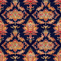 Wall Mural - Textile repeat pattern of Thai fabric patterns, seamless