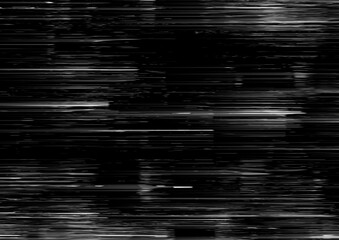 Glitch scan lines screen display in black and white