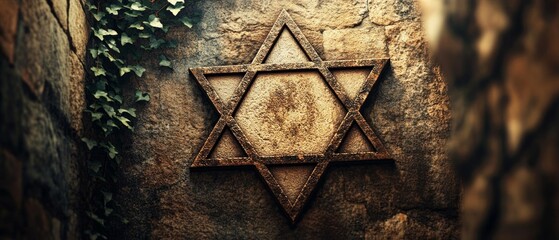 Canvas Print - Star of David Ancient Alley Judaism Religion Spiritual Symbol - Generative AI