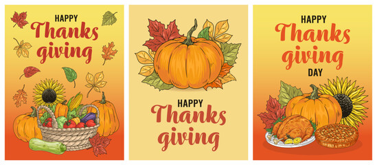 Sticker - Thanksgiving day colorful set stickers