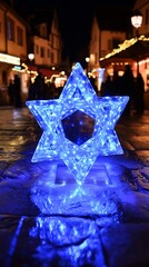 Sticker - Star of David Festival Lights Judaism Religion Spiritual Symbol - Generative AI