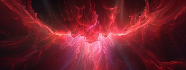 red northern lights background with light effects