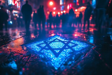 Star of David Festival Lights Judaism Religion Spiritual Symbol - Generative AI