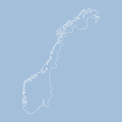 Wall Mural - Vector outline map Norway, line border country