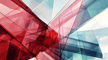 Wall Mural - architectural abstract with angular structures and transparent layers - an illustration of an archit
