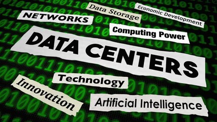 Data Centers News Headlines Computer Processing Storage Demand Business Development 3d Animation
