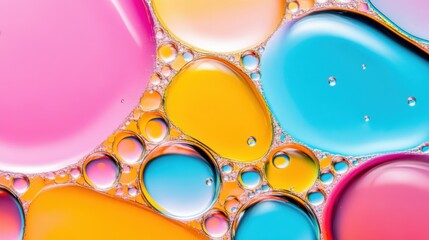 Wall Mural - vibrant oil and water bubbles float in a stunning display of colors and shapes, creating an abstract