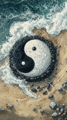 Canvas Print - Yin Yang Harmony in Nature Taoism Religion Spiritual Symbol - Generative AI