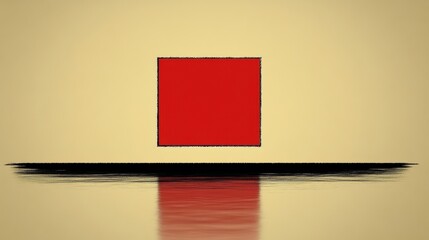 Wall Mural - Abstract Red Square on a Minimalist Background