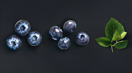 blueberries with a green leaf