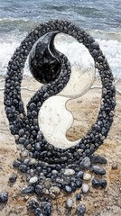 Sticker - Yin Yang Harmony in Nature Taoism Religion Spiritual Symbol - Generative AI