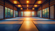 © SOUHAIL - Serene atmosphere pervades an empty judo dojo, soft lighting illuminates pristine tatami mats, awaiting the next match in a space of focused athleticism and mental discipline