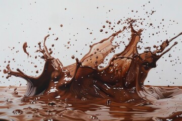 Poster - Highspeed capture of a rich chocolate splash, illustrating movement and texture