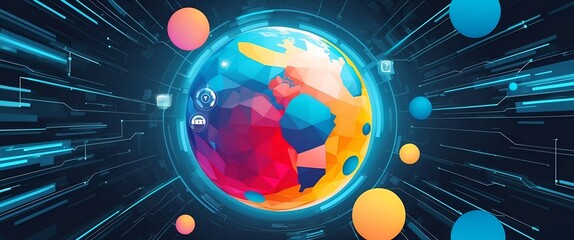 Sphere theme illustration. Digital technology background.