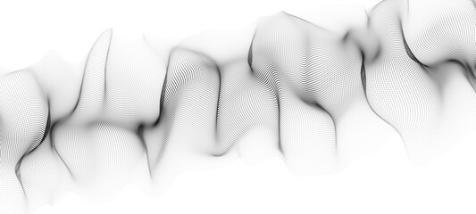 Wall Mural - abstract futuristic wave of black dots moving on a white background. big data. 3d renderings