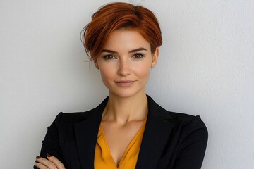 Wall Mural - Confident Businesswoman with Short Red Hair