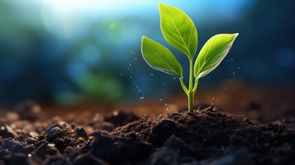 Wall Mural - A New Beginning: A Sapling Sprouting in the Earth