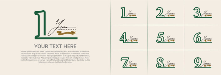 Wall Mural - anniversary logotype set vector, green line color for special day celebration