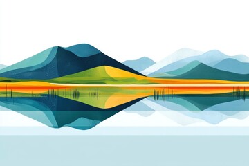 Wall Mural - Abstract Mountain Landscape with Reflection