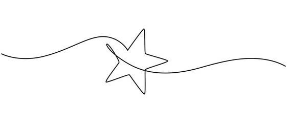 hand draw doodle stars illustration in continuous line arts style vector, star continuous one line d