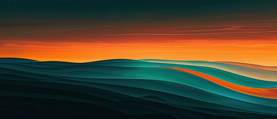 Wall Mural - A beautiful sunset over a body of water with a green wave