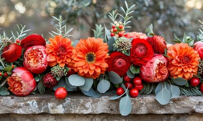 Wall Mural - Sunflowers and festoons creating a bright and cheerful boho wedding backdrop 