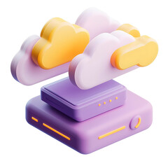 3d cloud server illustration 3d icon yellow & purple icons set for app design png cloud computing 3d icon