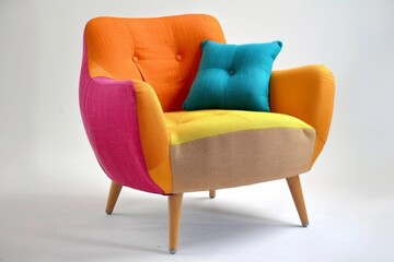 Sticker - Vibrant, multicolored armchair with a contemporary design isolated on a white studio background