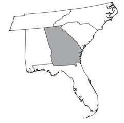 Wall Mural - The U.S. state of Georgia with neighboring states