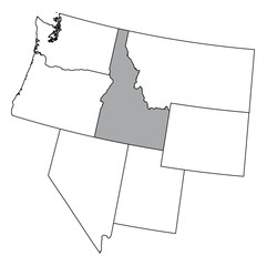 Sticker - The U.S. state of Idaho with neighboring states