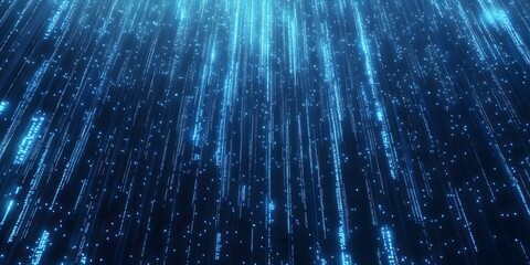 Blue binary code background with data flowing