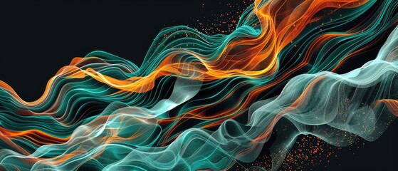 A colorful wave of light with a blue and green stripe