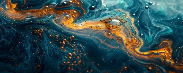 Wall Mural - Mesmerizing Patterns of Swirling Oil and Water   Abstract Fluid Concept