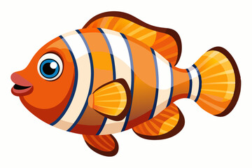 Wall Mural - Cartoon Illustration of an Orange and White Striped Fish